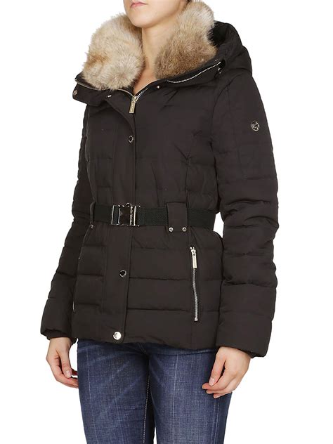 michael kors red coat black fur collar|michael kors winter puffer coat.